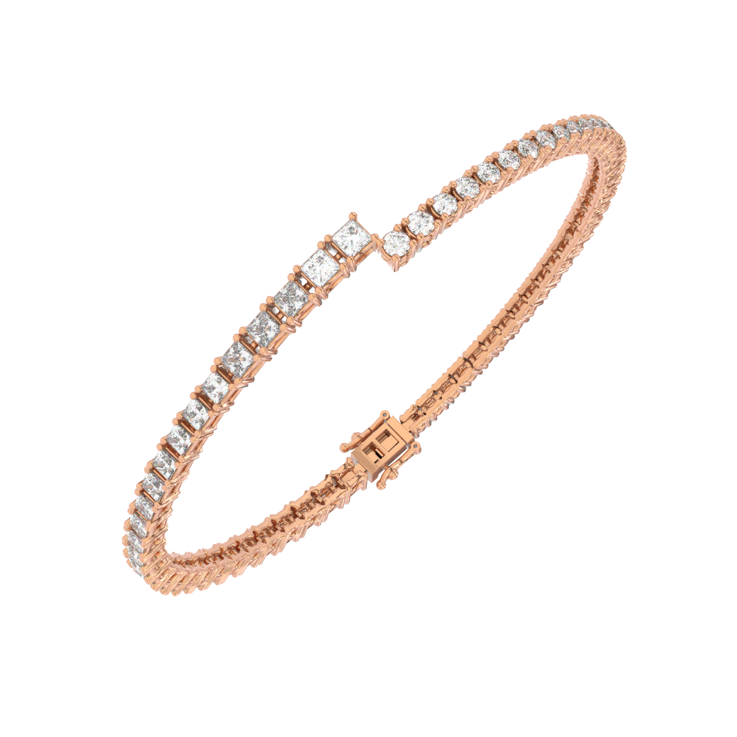 Round Baguette Split Tennis