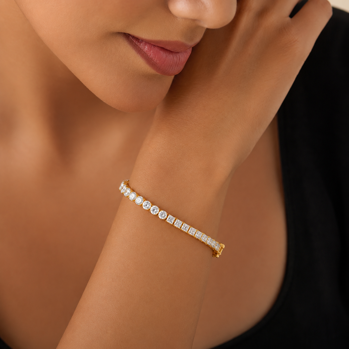 Round Princess Tennis Bracelet