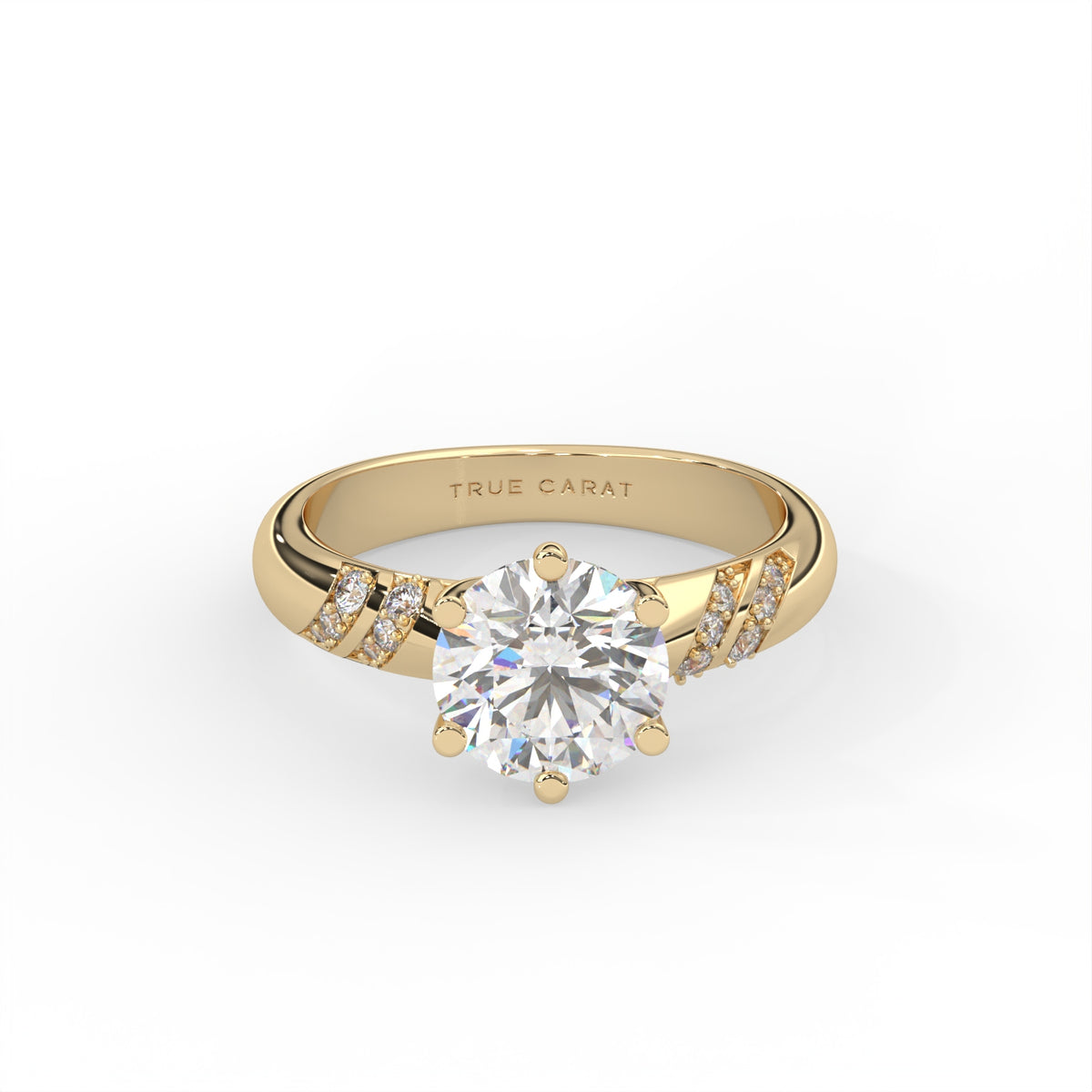 2 CT Round Moissanite with Pavé Accent Stones