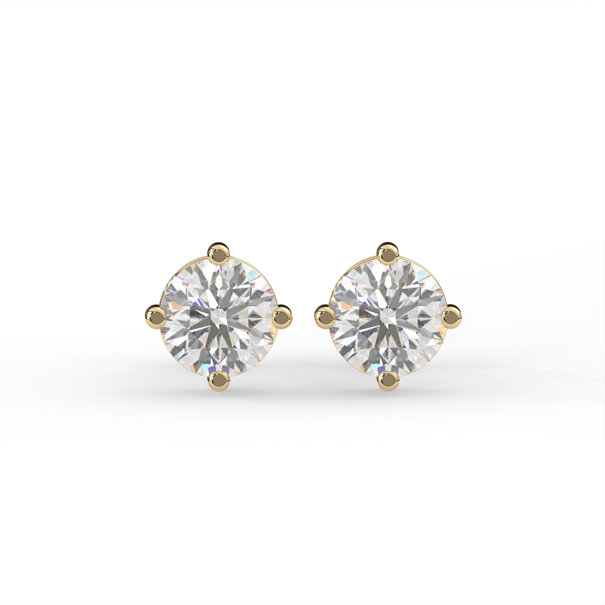 Round Solitaire Diamond Stud Earrings