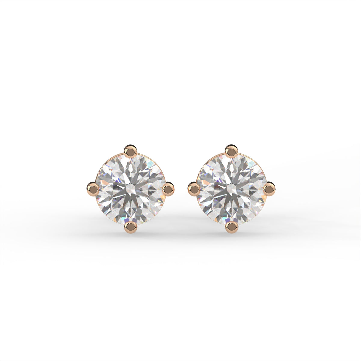 Round Solitaire Diamond Stud Earrings