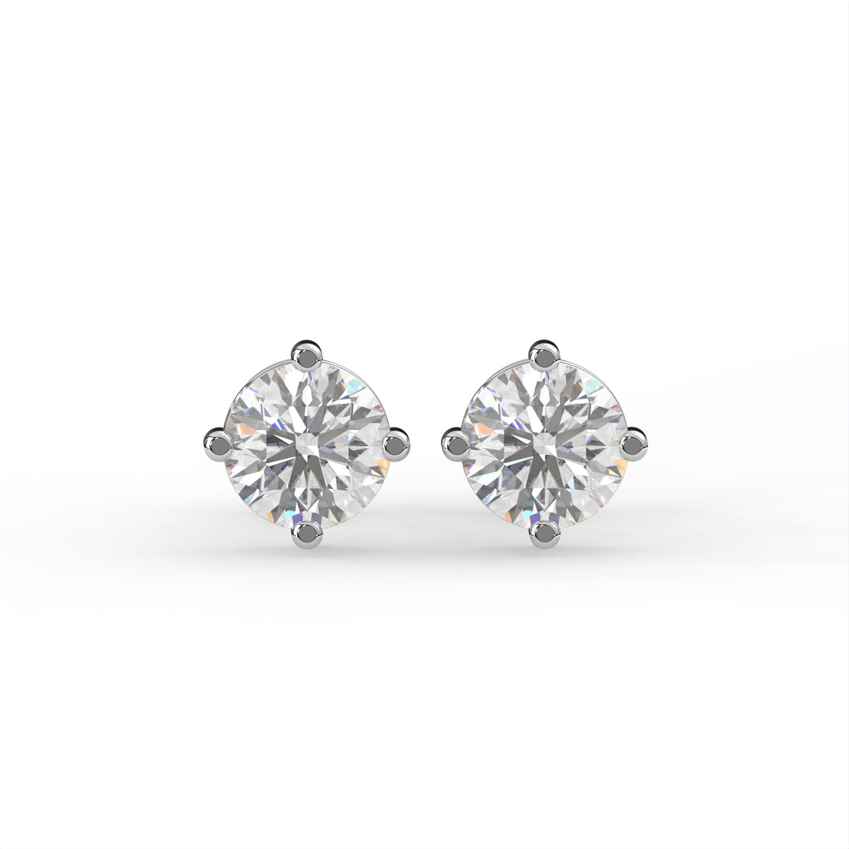 Round Solitaire Diamond Stud Earrings