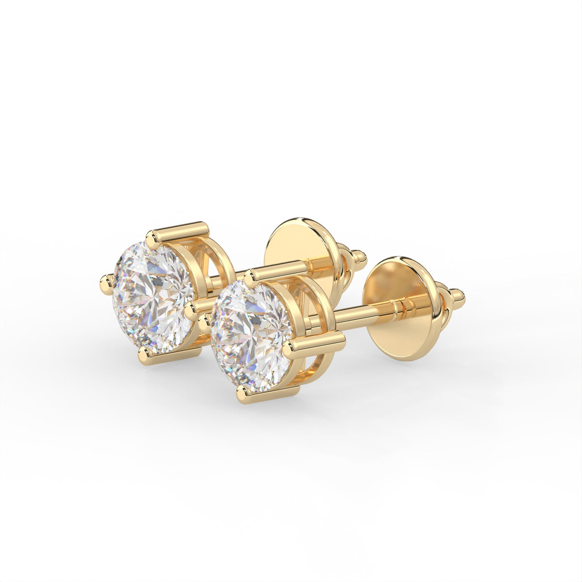 Round Solitaire Diamond Stud Earrings