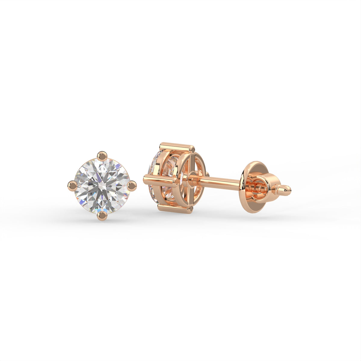 Round Solitaire Diamond Stud Earrings
