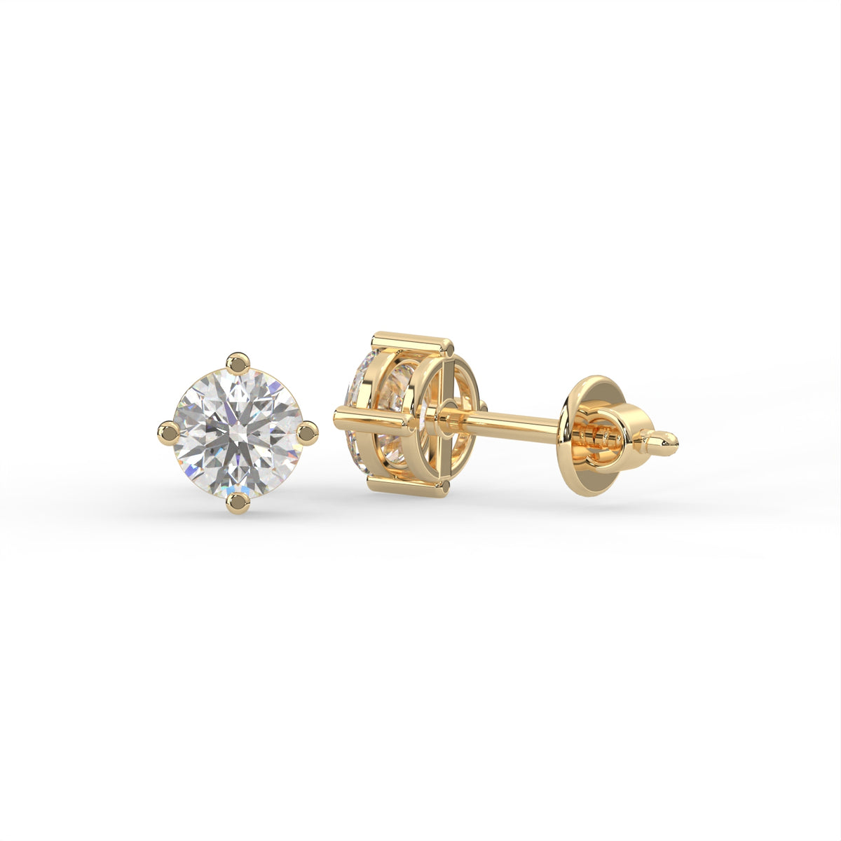 Round Solitaire Diamond Stud Earrings