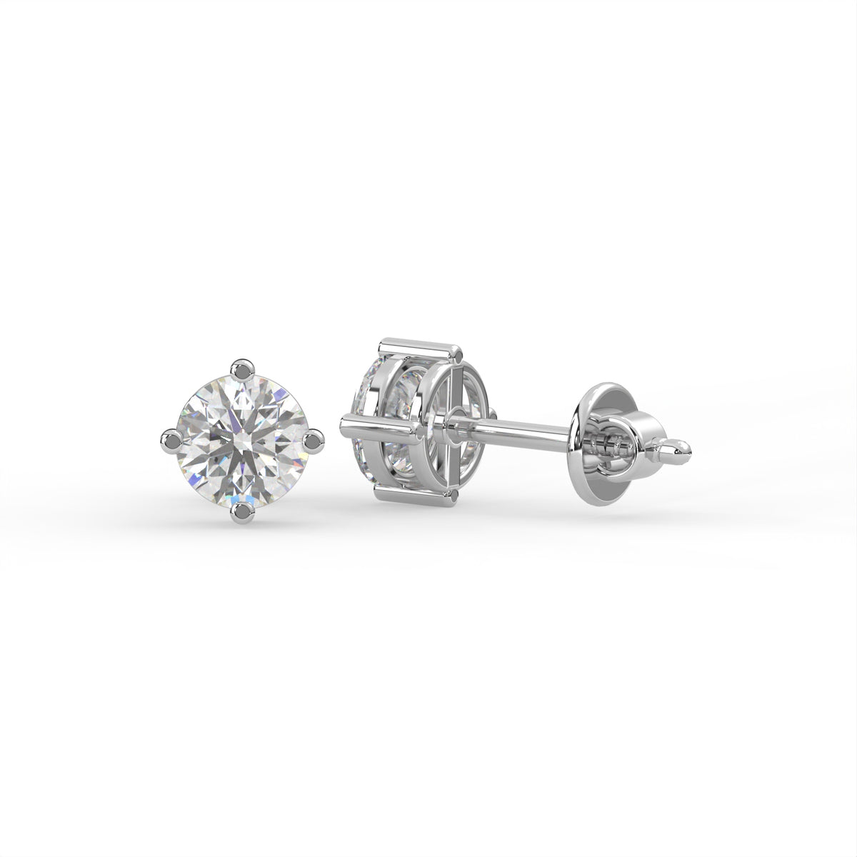 Round Solitaire Diamond Stud Earrings