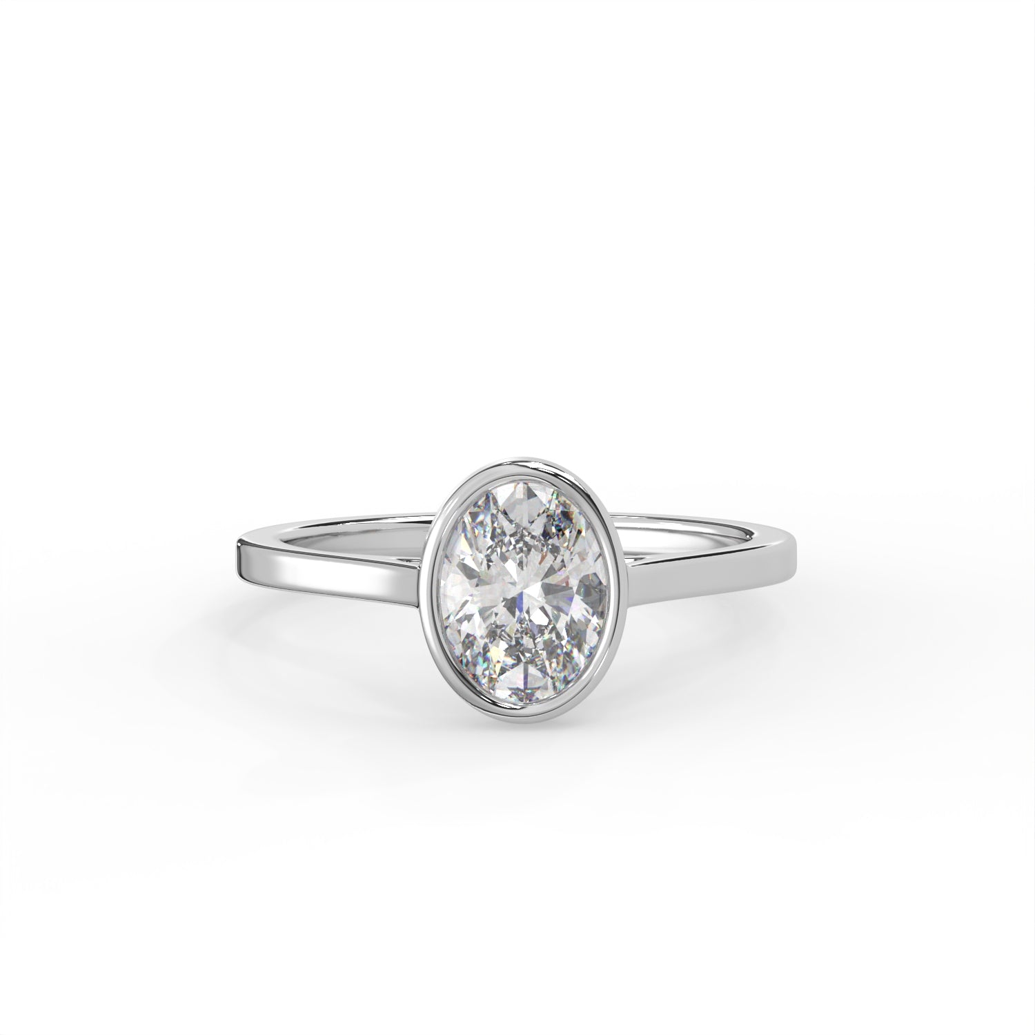 Oval Cut Diamond Bezel Solitaire Ring