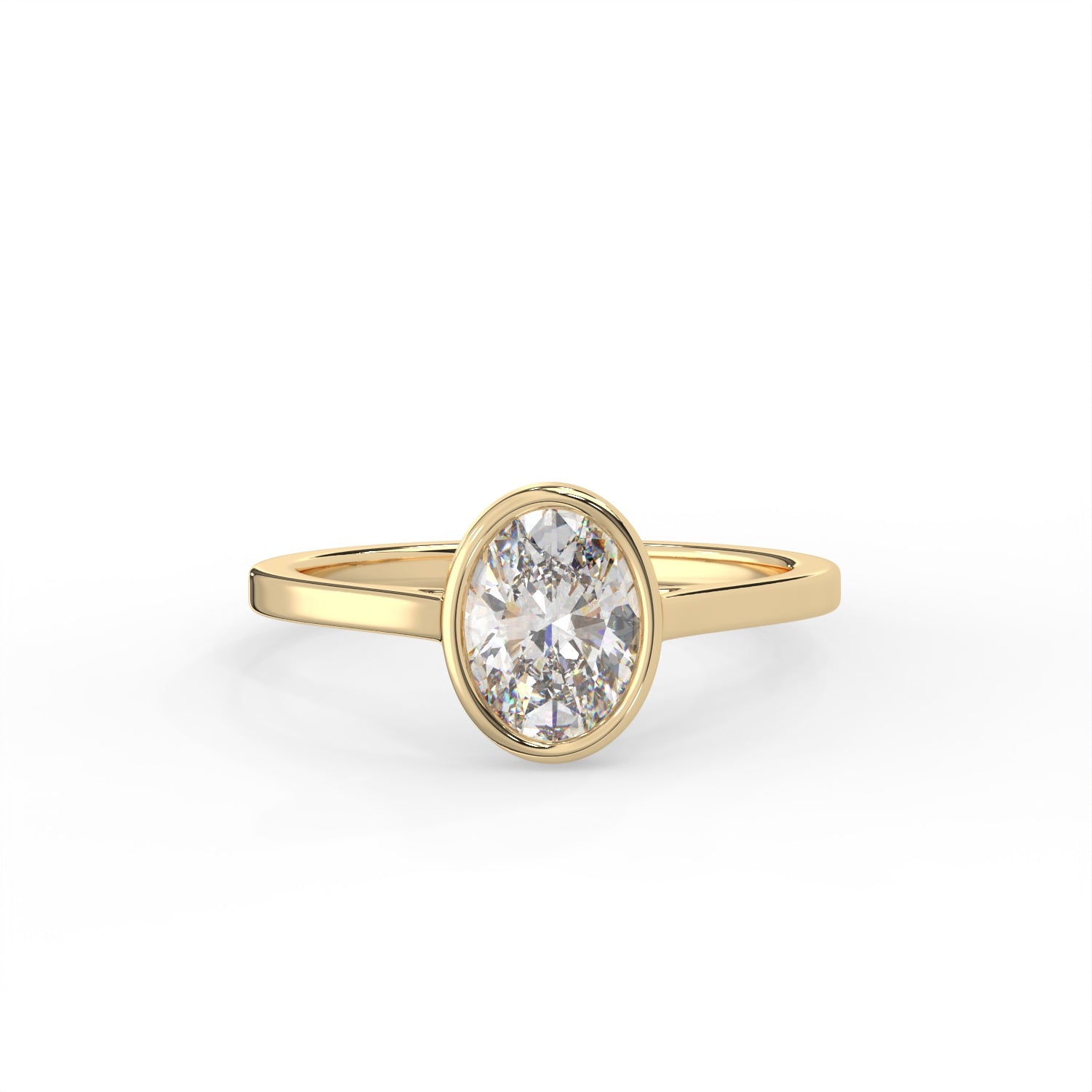 Oval Cut Diamond Bezel Solitaire Ring