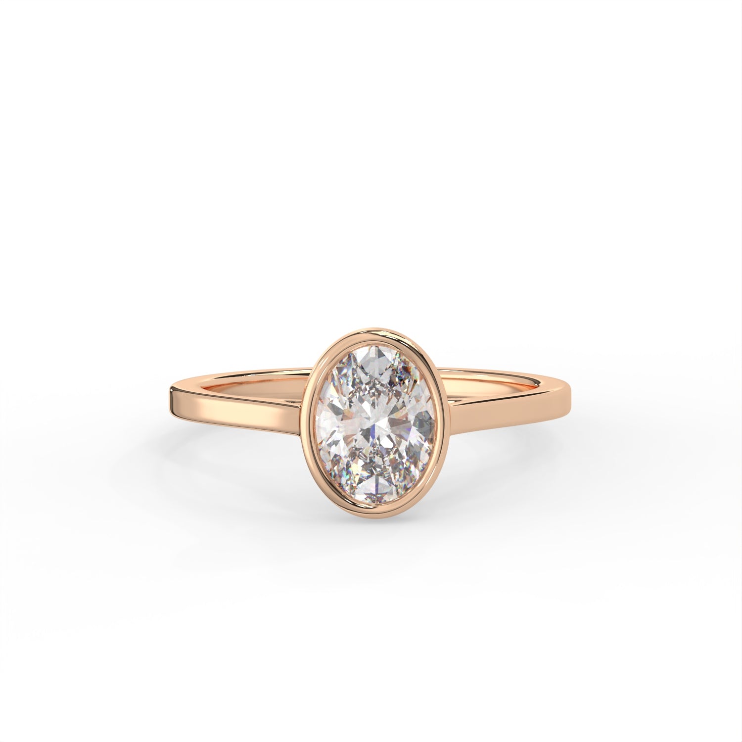 Oval Cut Diamond Bezel Solitaire Ring