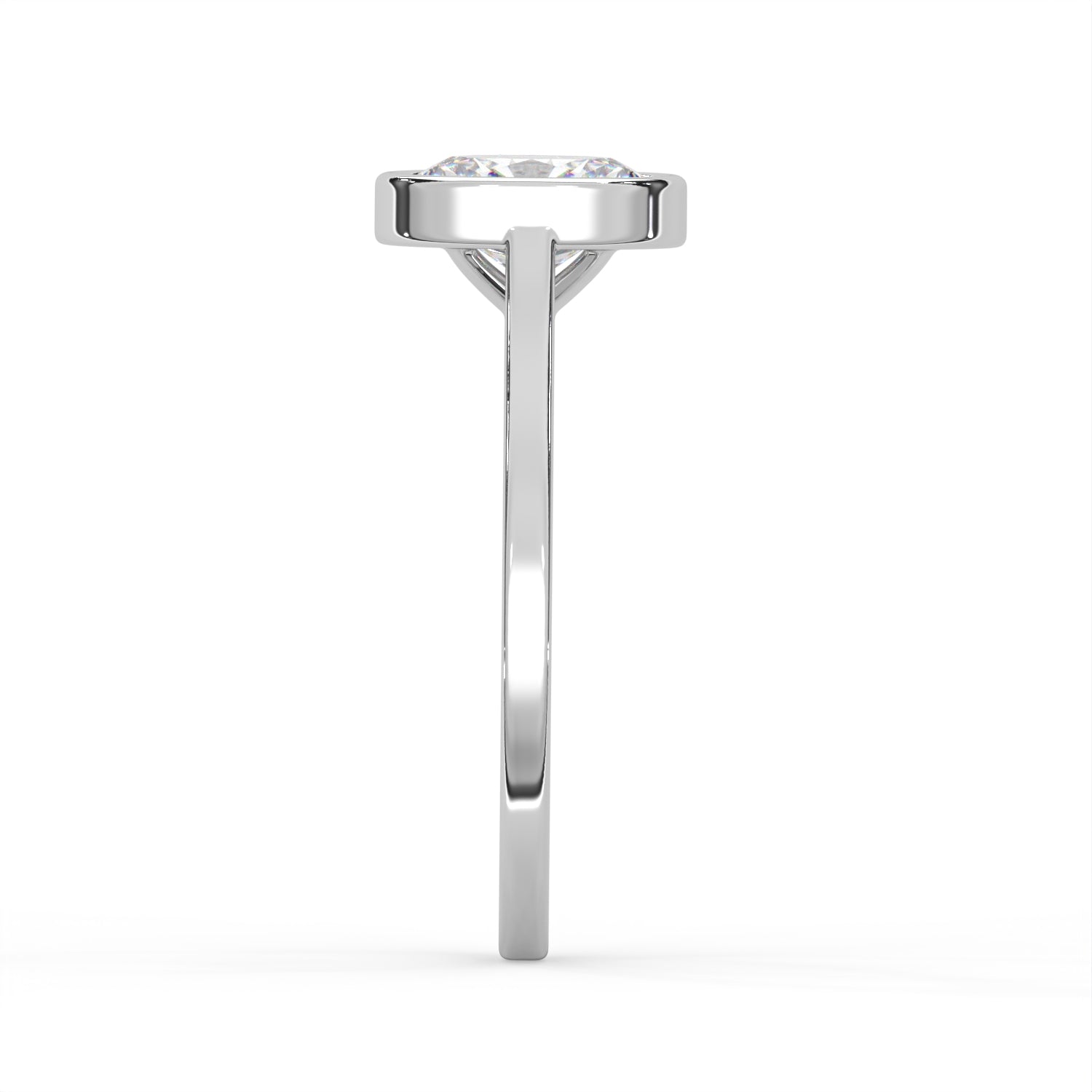 Oval Cut Diamond Bezel Solitaire Ring