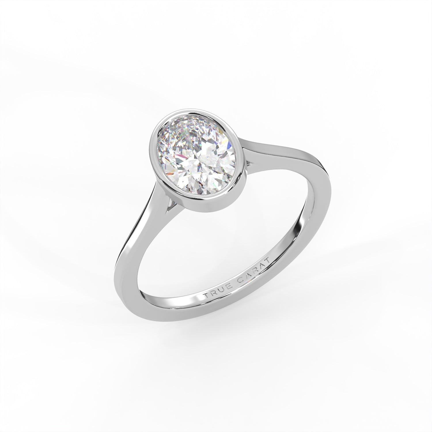 Oval Cut Diamond Bezel Solitaire Ring