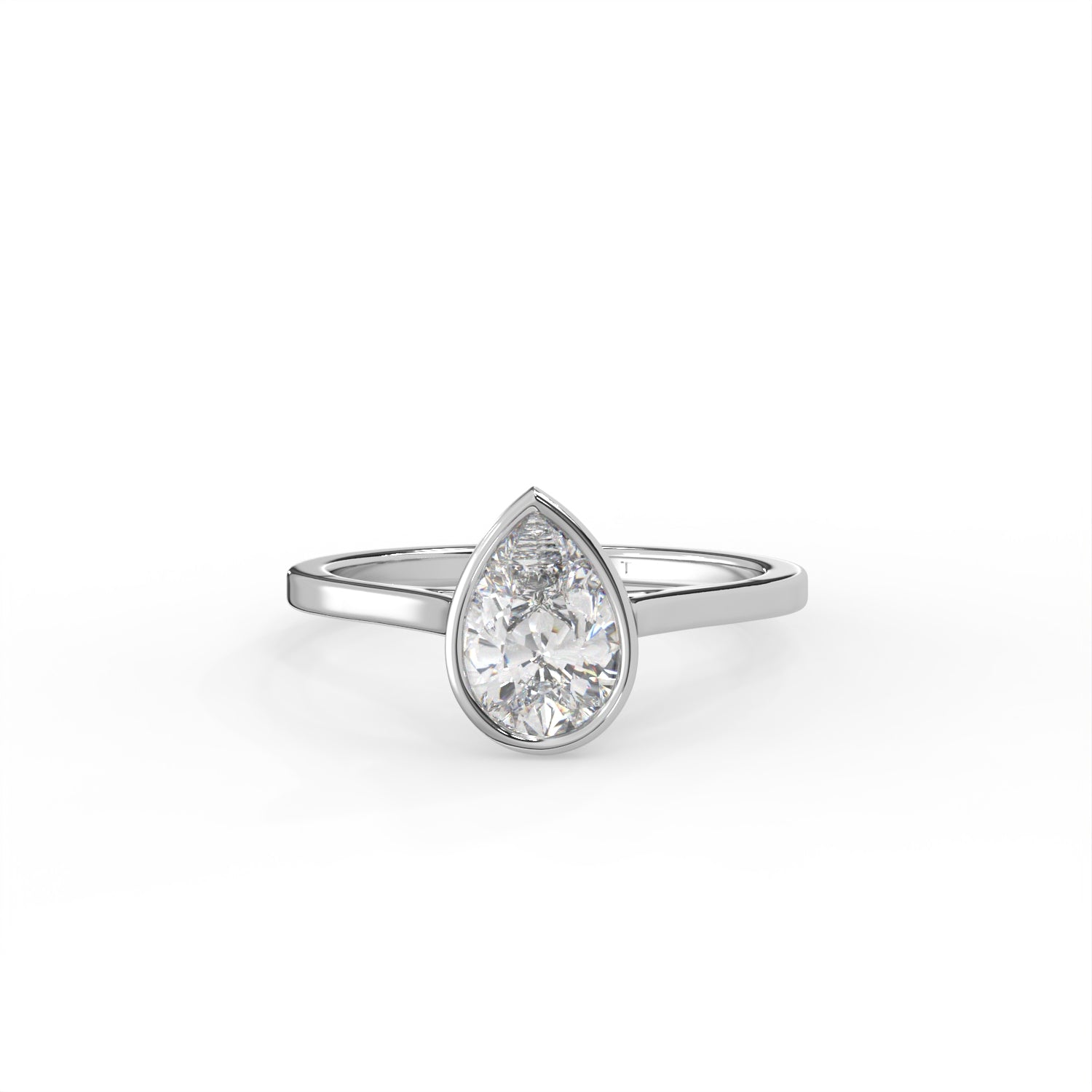 Pear Cut Diamond Bezel Solitaire Ring