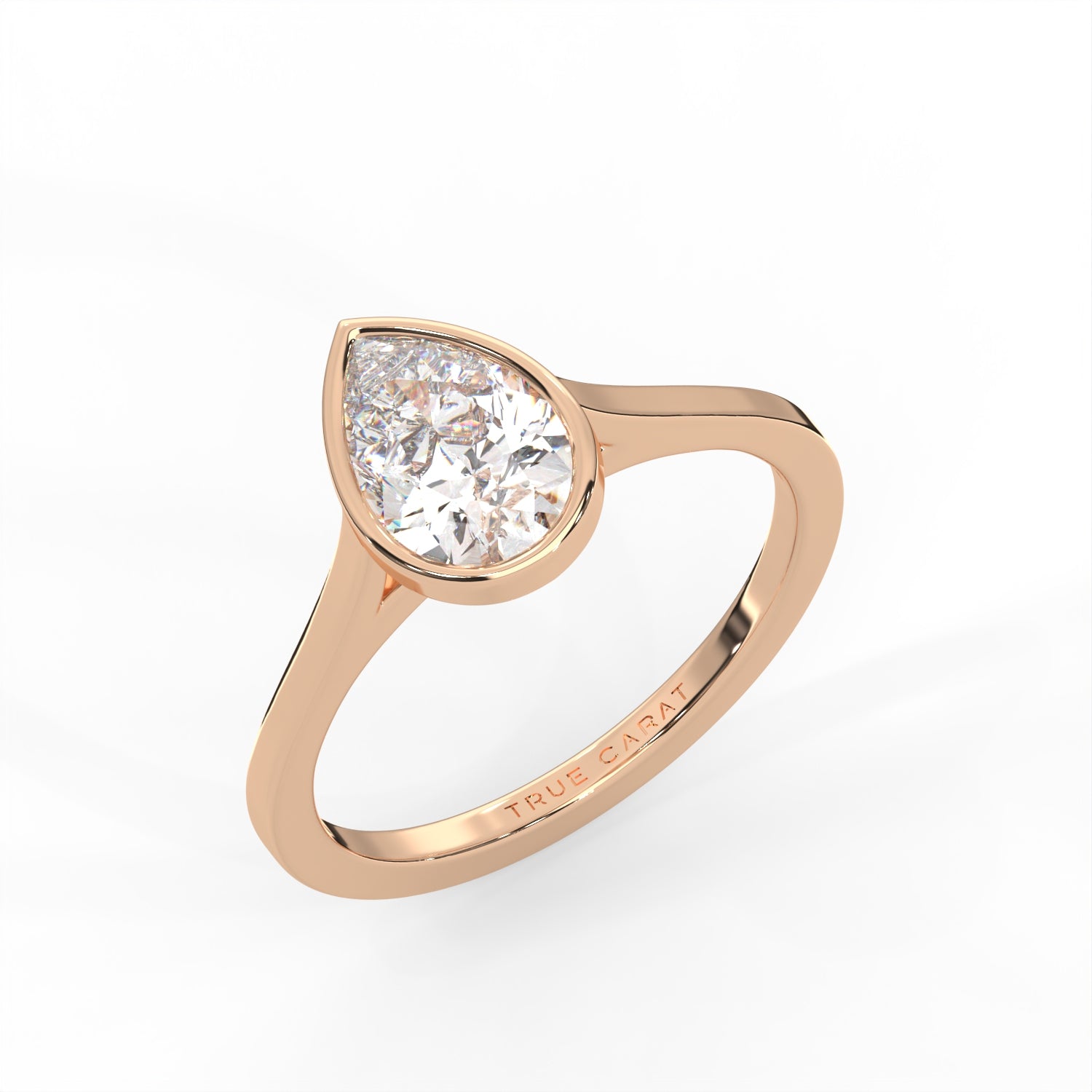 Pear Cut Diamond Bezel Solitaire Ring