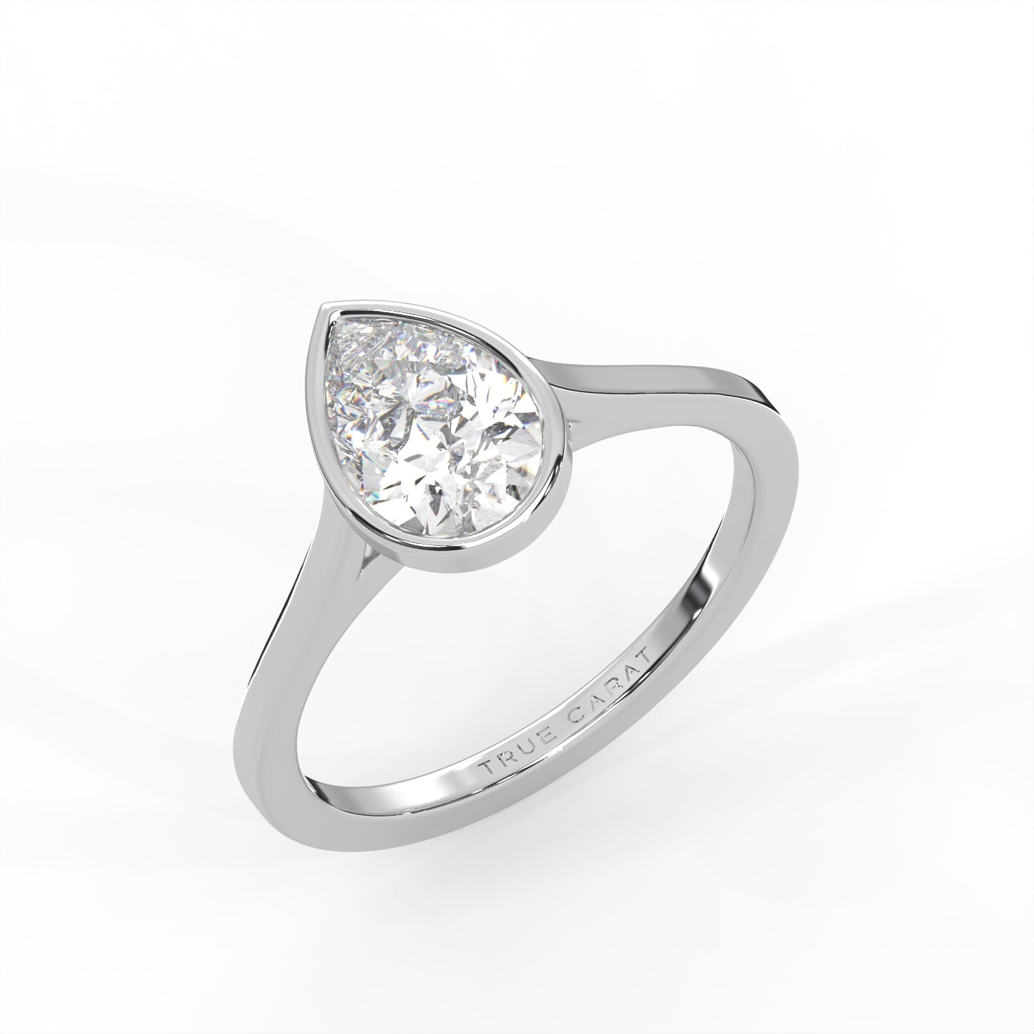 Pear Cut Diamond Bezel Solitaire Ring