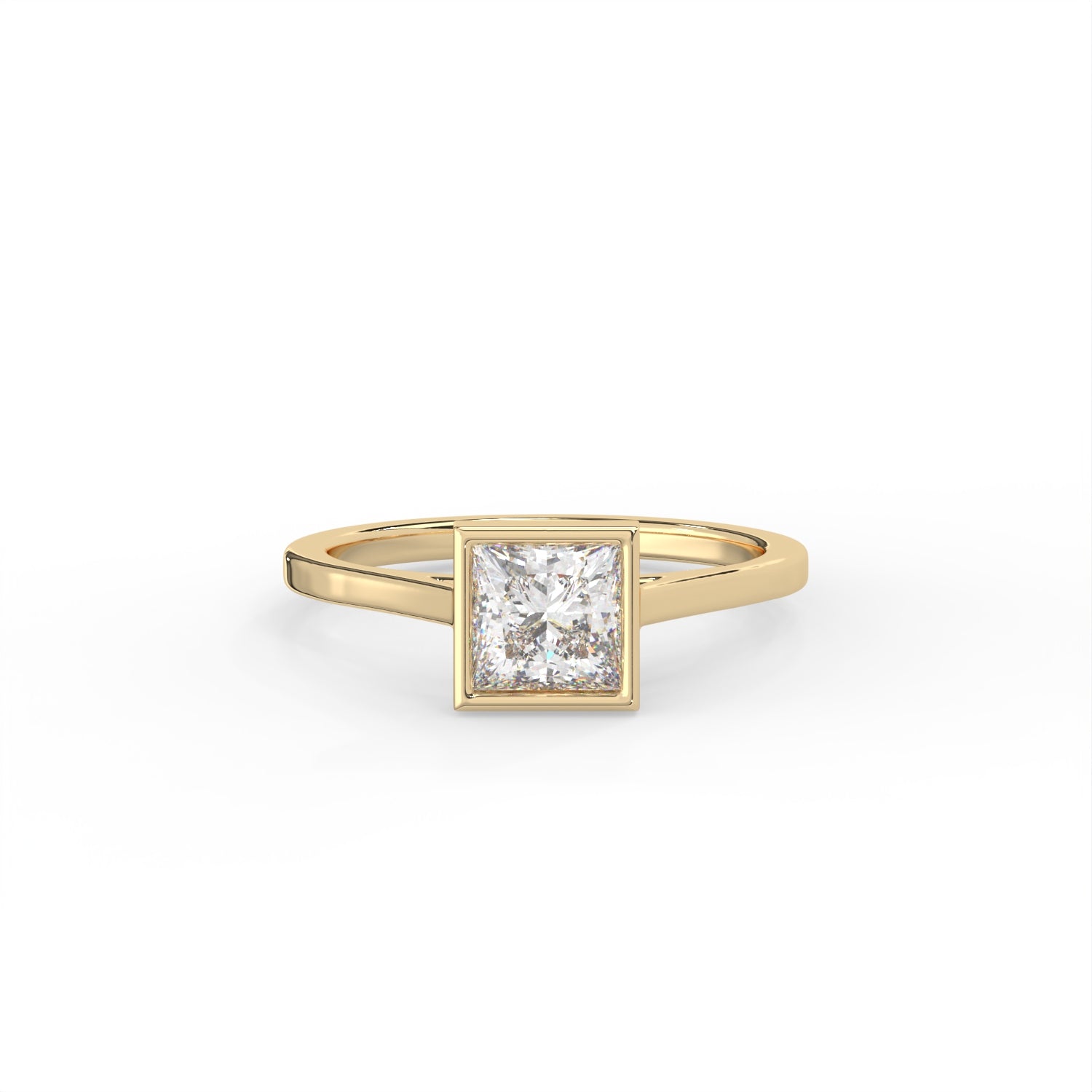 Princess Cut Diamond Bezel Solitaire Ring