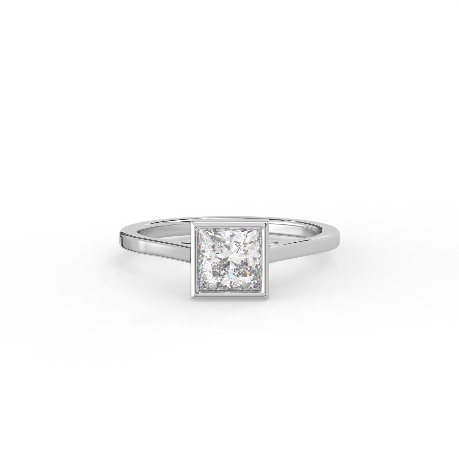 Princess Cut Diamond Bezel Solitaire Ring