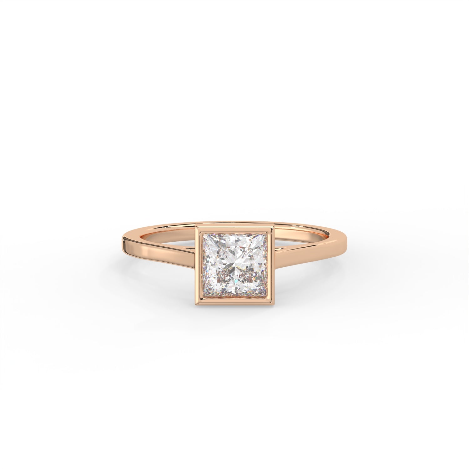Princess Cut Diamond Bezel Solitaire Ring