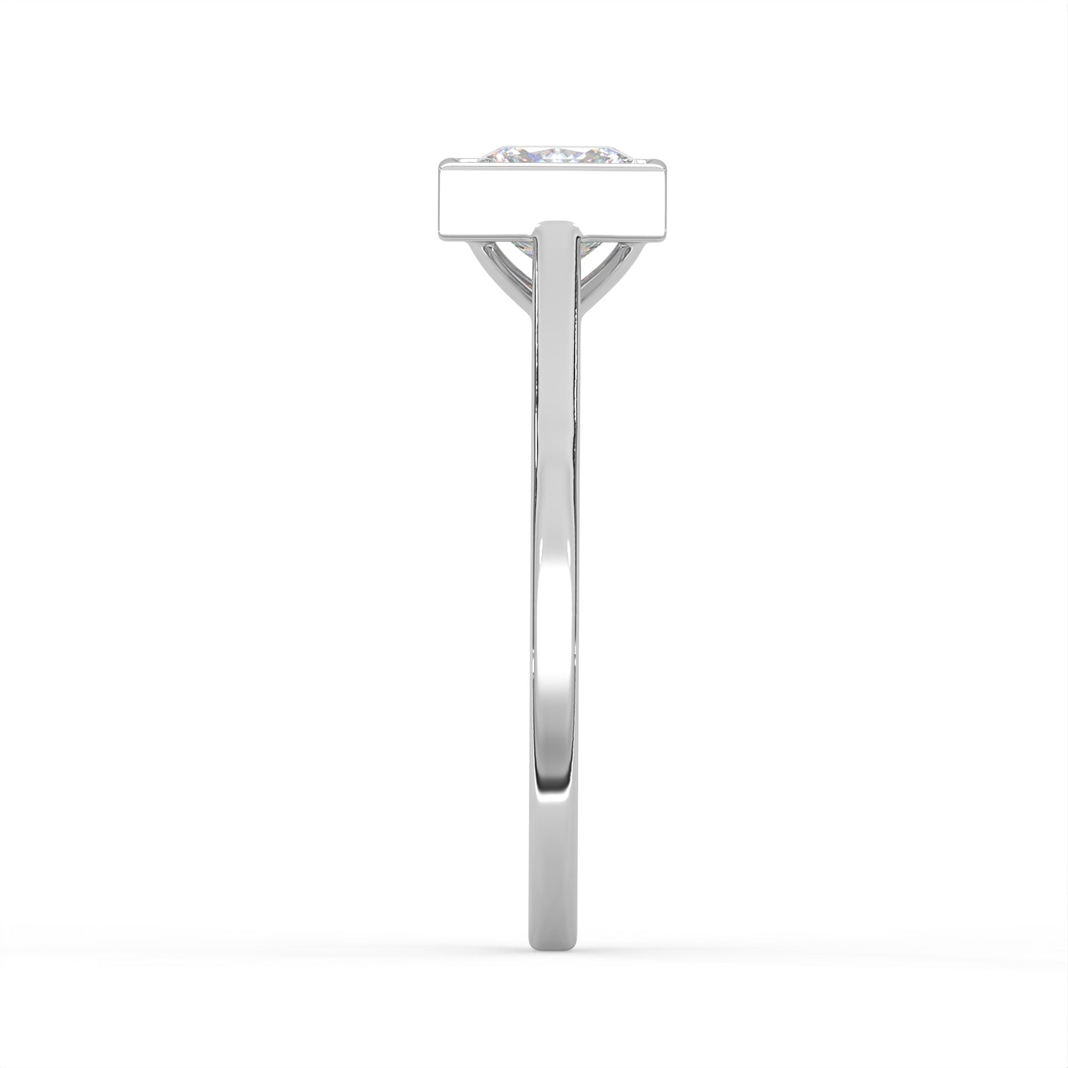 Princess Cut Diamond Bezel Solitaire Ring