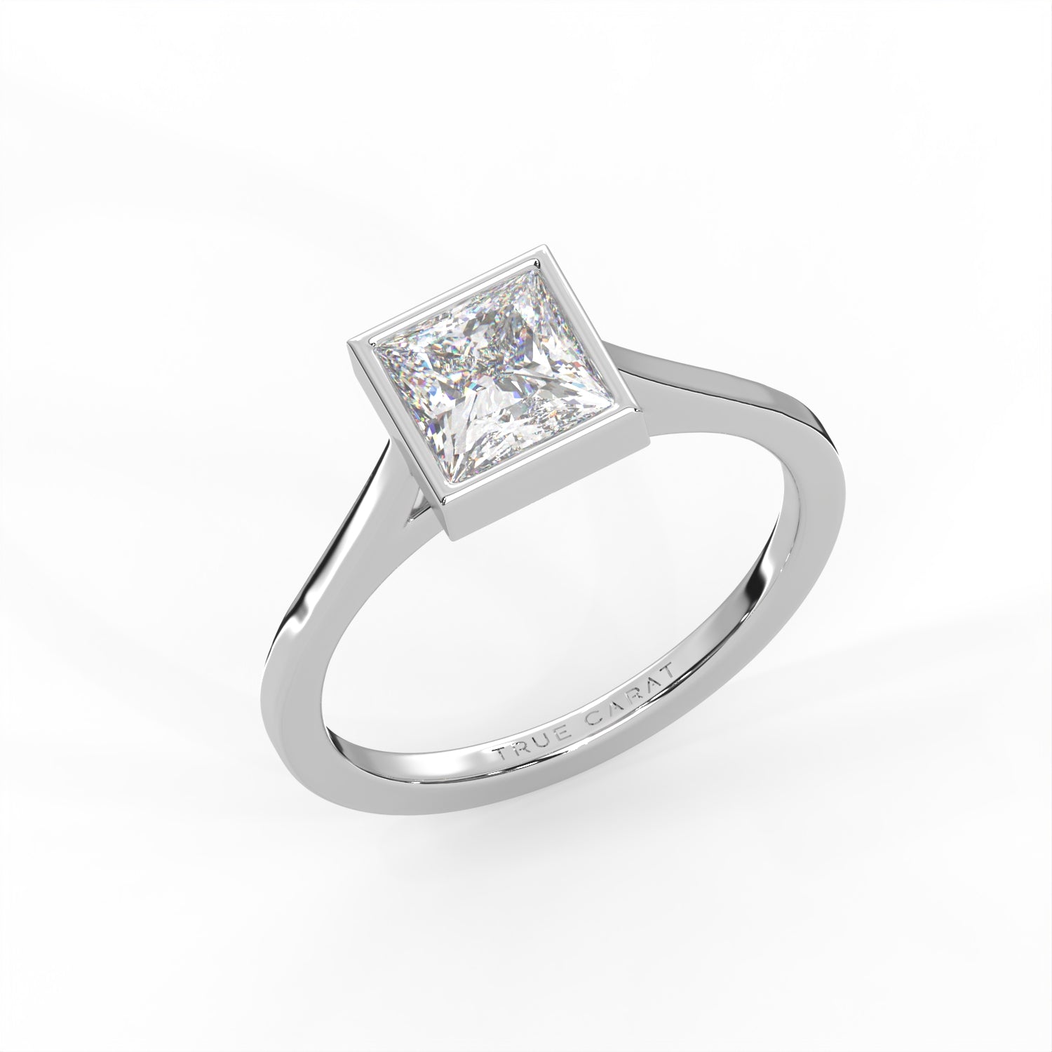 Princess Cut Diamond Bezel Solitaire Ring