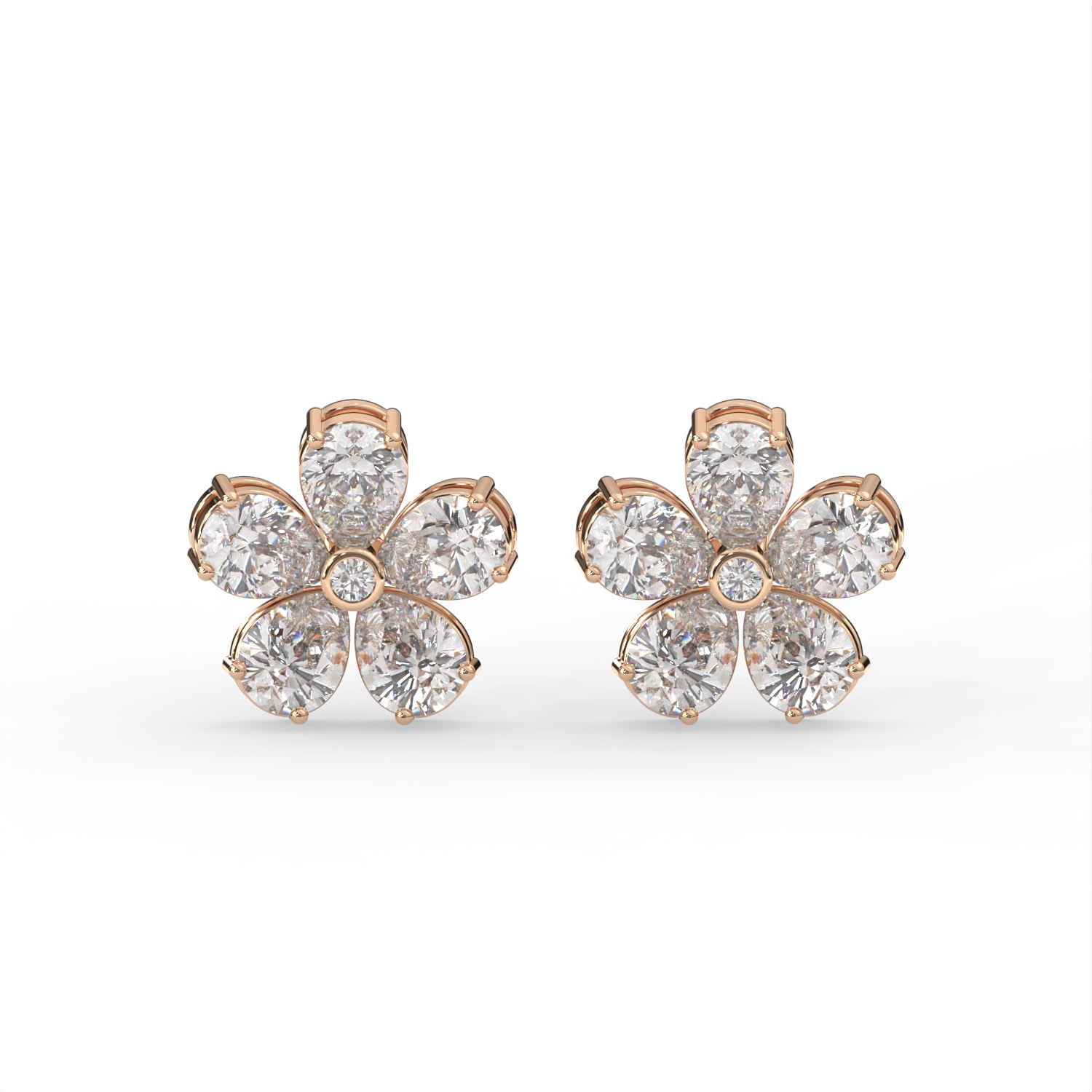 Pear Floral Stud Earrings
