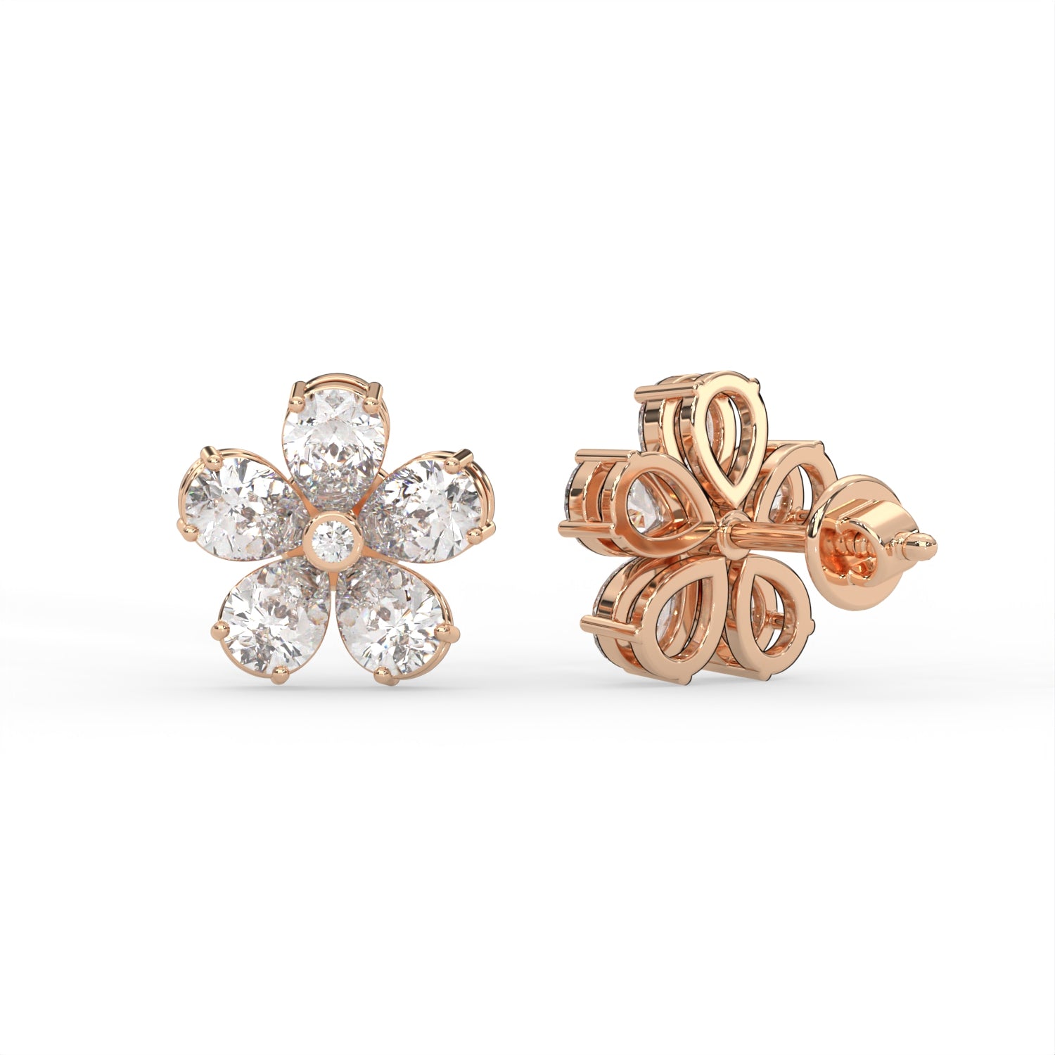 Pear Floral Stud Earrings