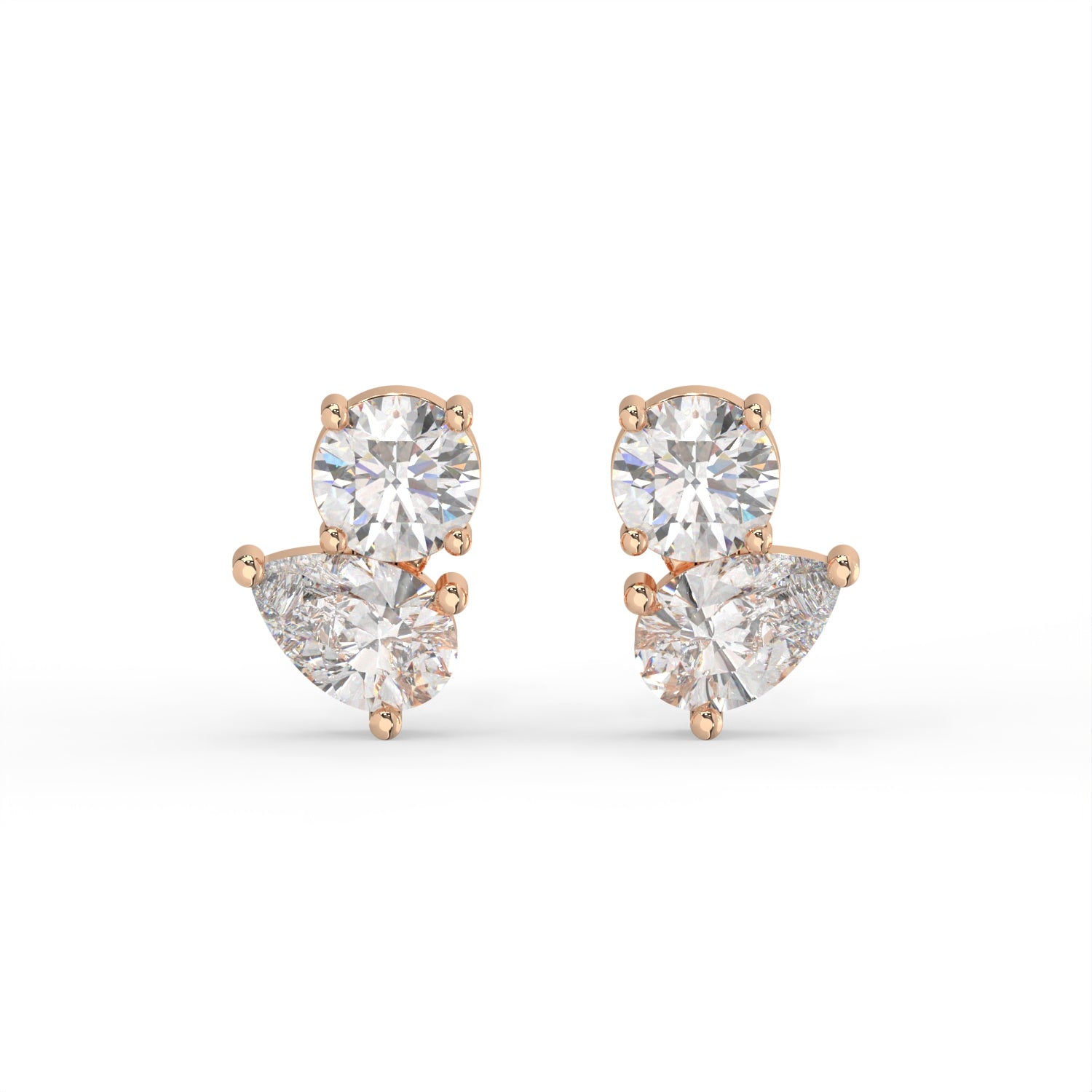 Round Pear Stud Earrings