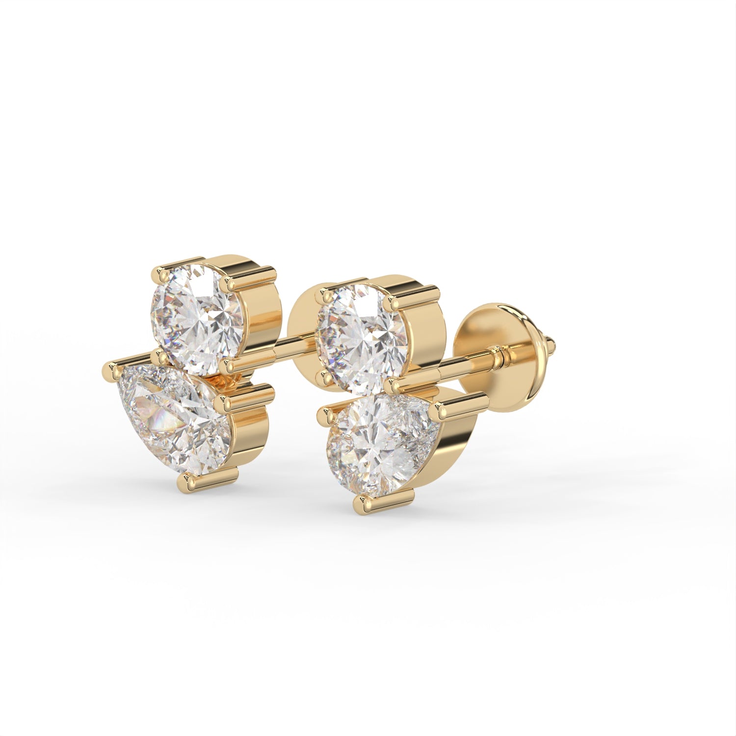 Round Pear Stud Earrings