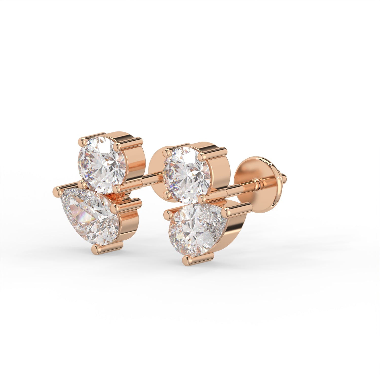Round Pear Stud Earrings