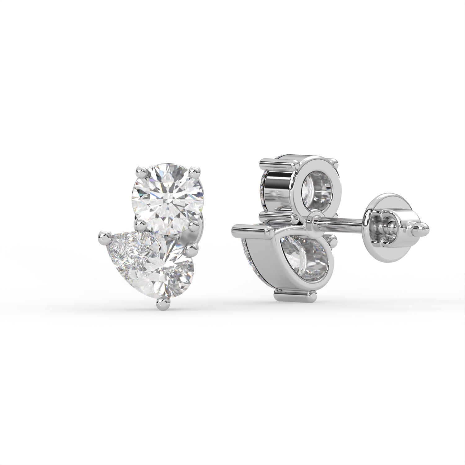 Round Pear Stud Earrings