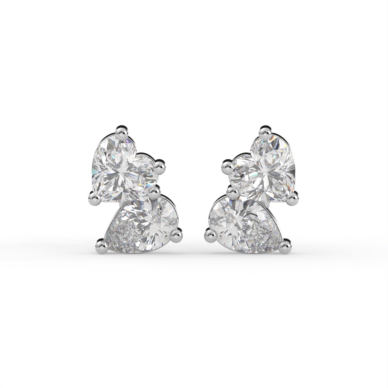 Heart Cluster Stud Earrings