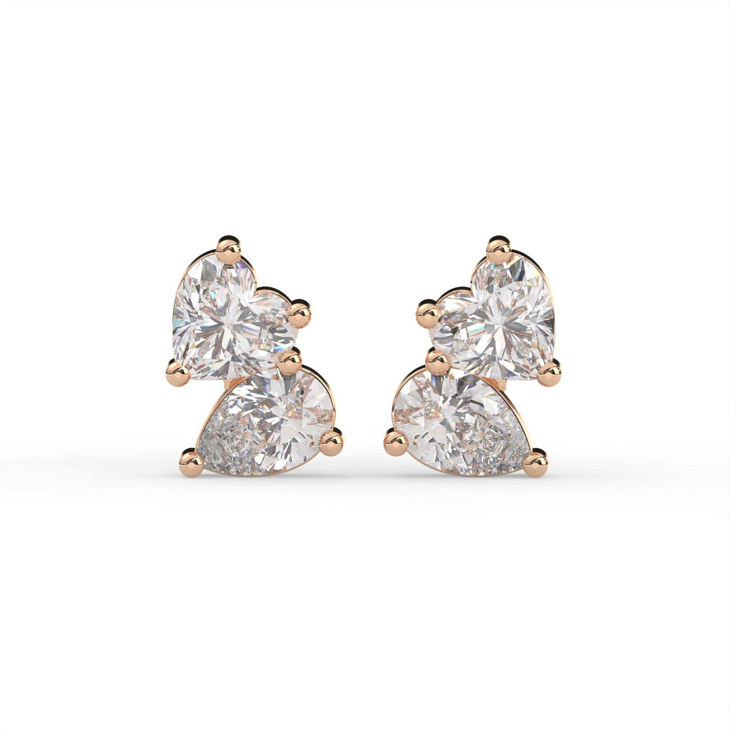 Heart Cluster Stud Earrings
