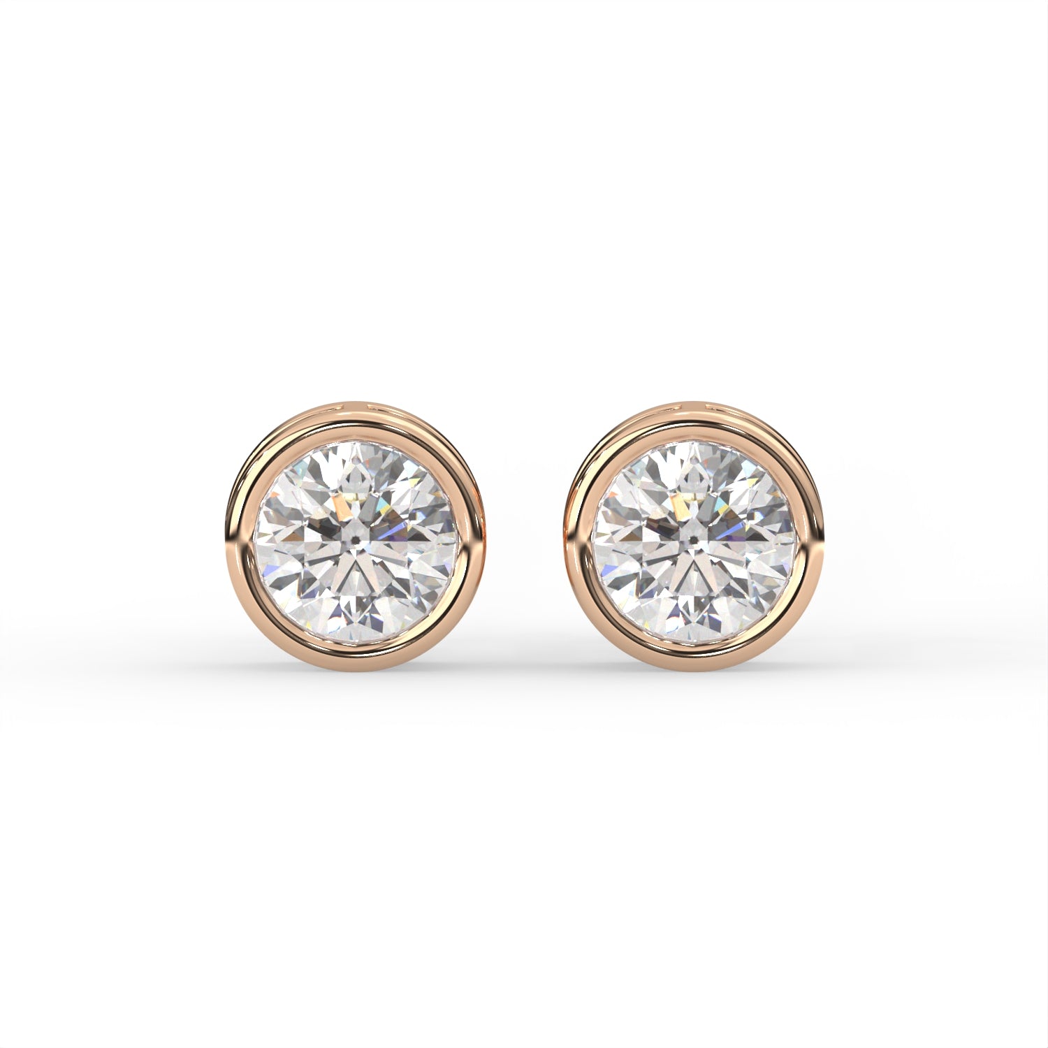 Round Bezel Stud Earrings