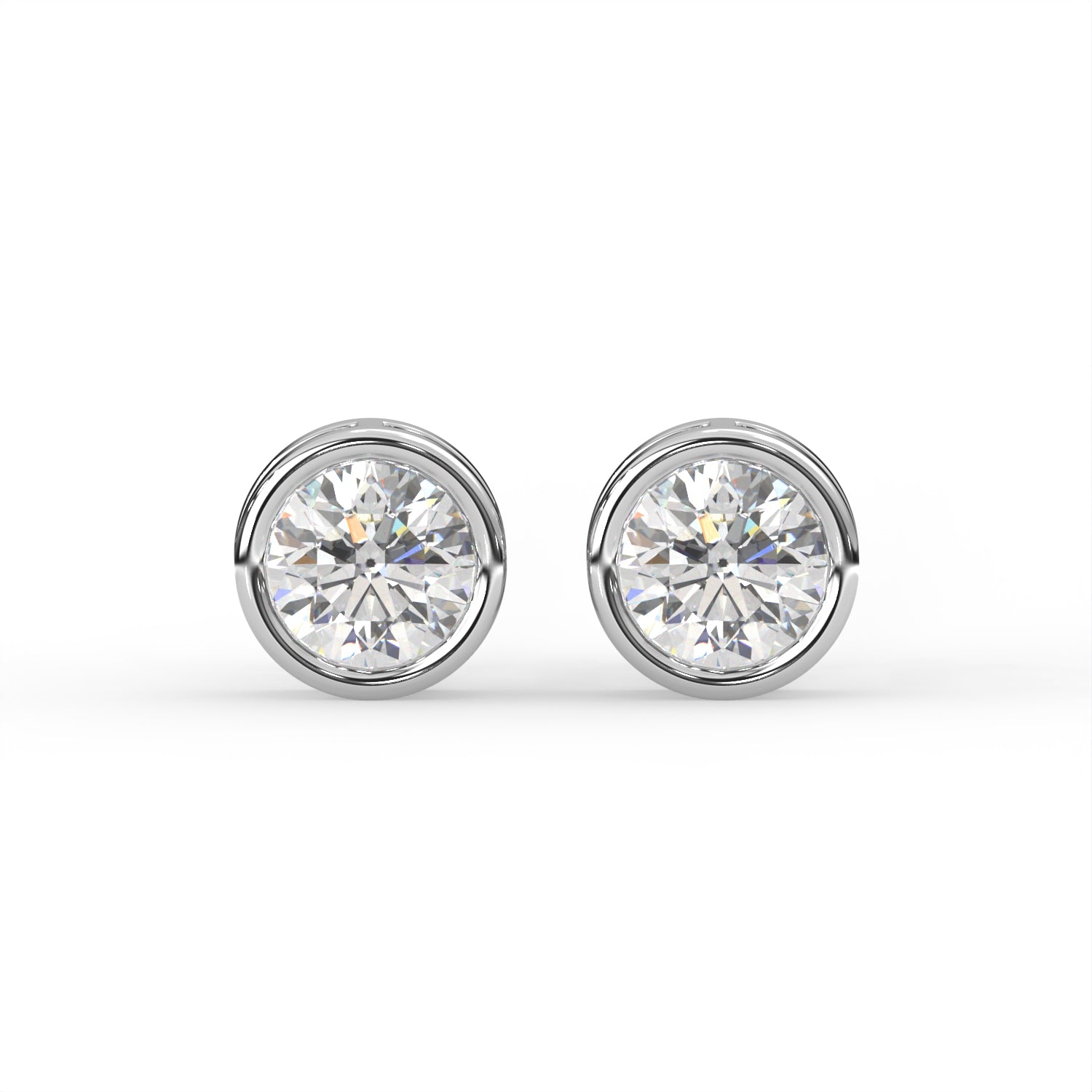 Round Bezel Stud Earrings