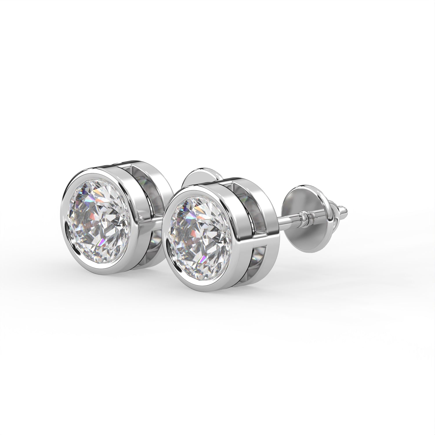 Round Bezel Stud Earrings