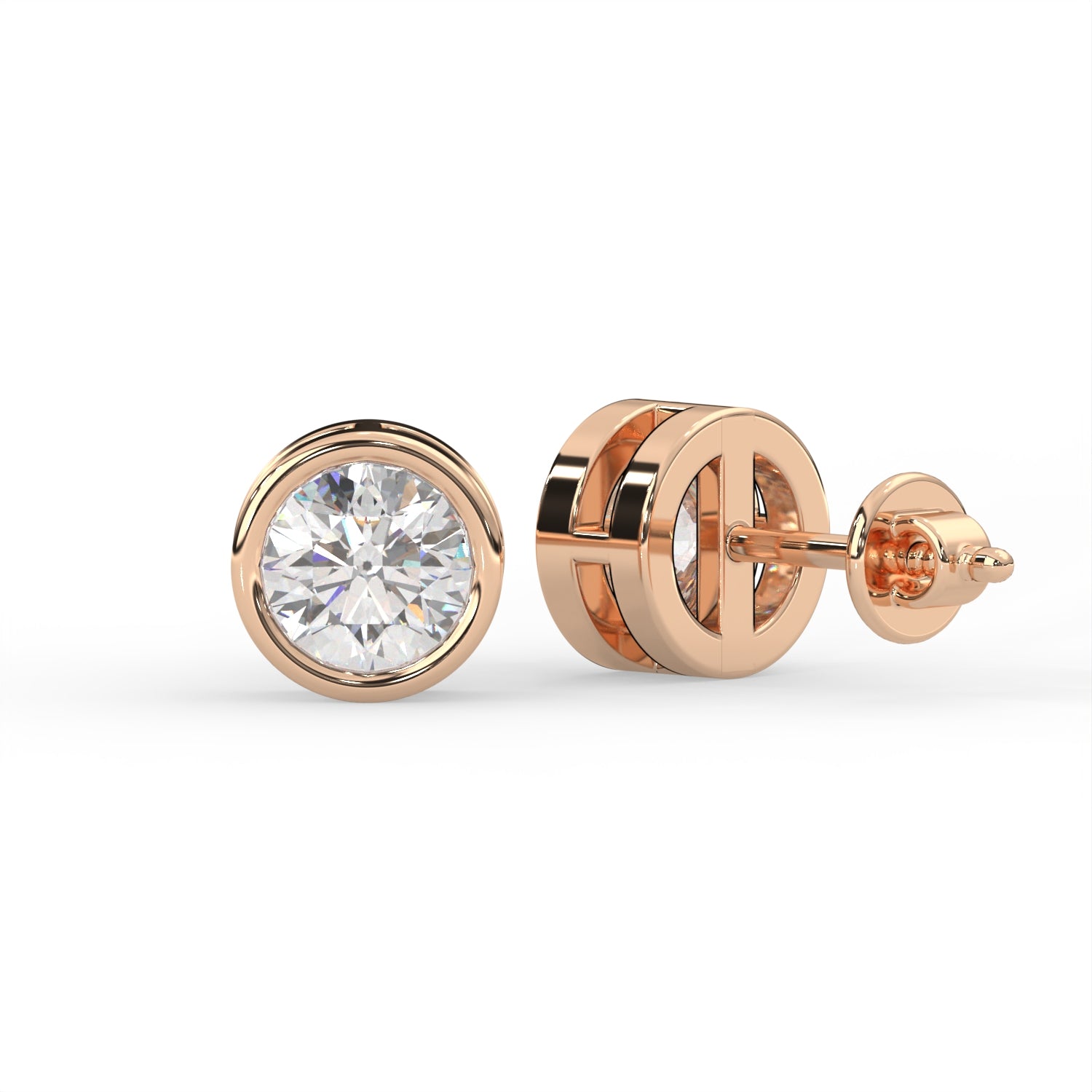 Round Bezel Stud Earrings