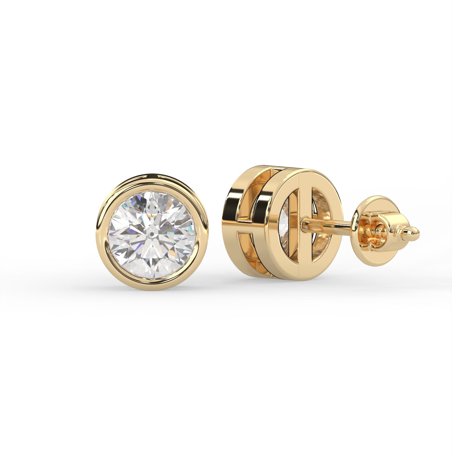 Round Bezel Stud Earrings