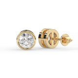 Round Bezel Stud Earrings