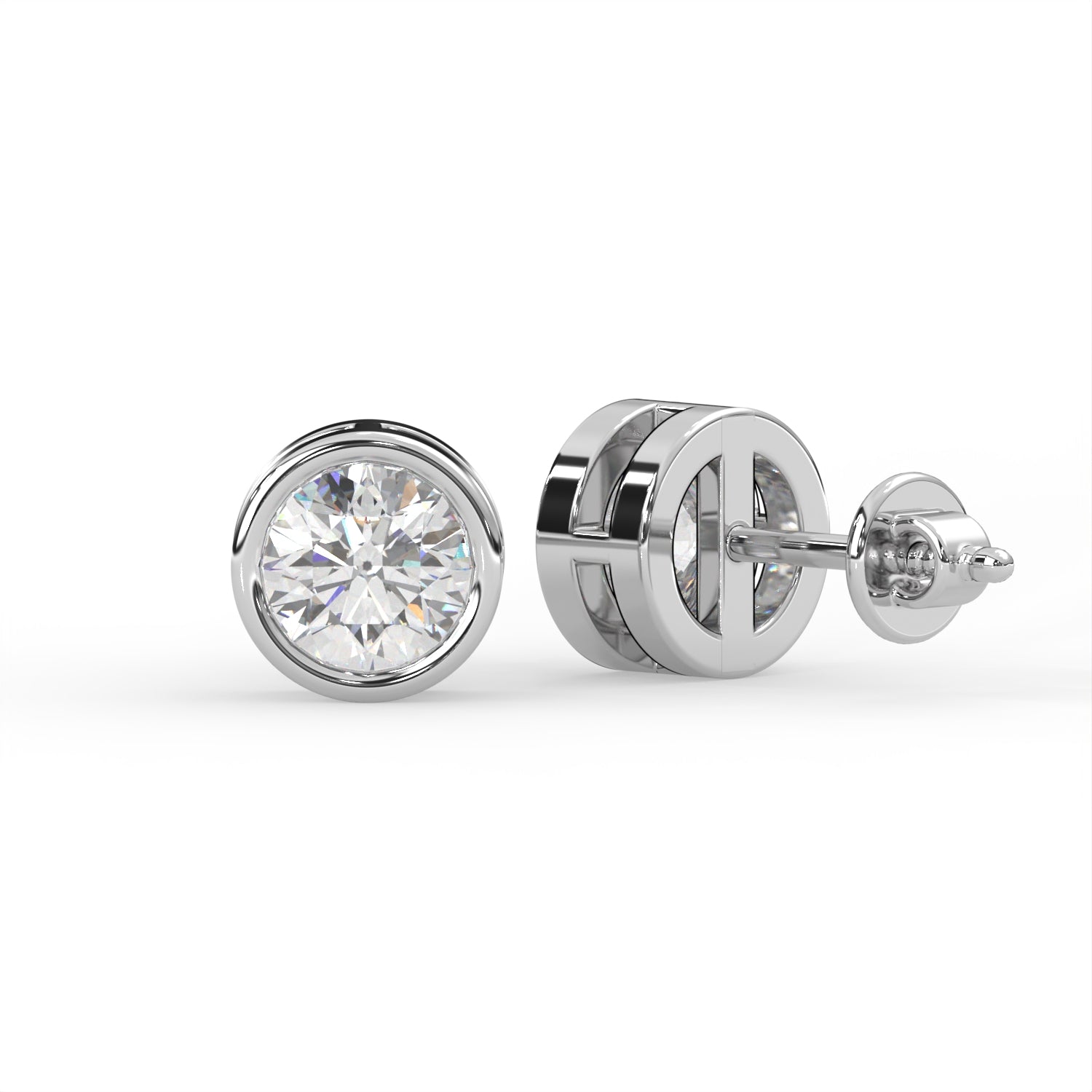 Round Bezel Stud Earrings
