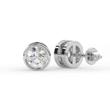 Round Bezel Stud Earrings
