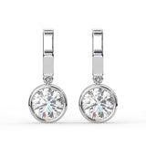 Round Bezel Drop Earrings