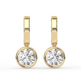 Round Bezel Drop Earrings