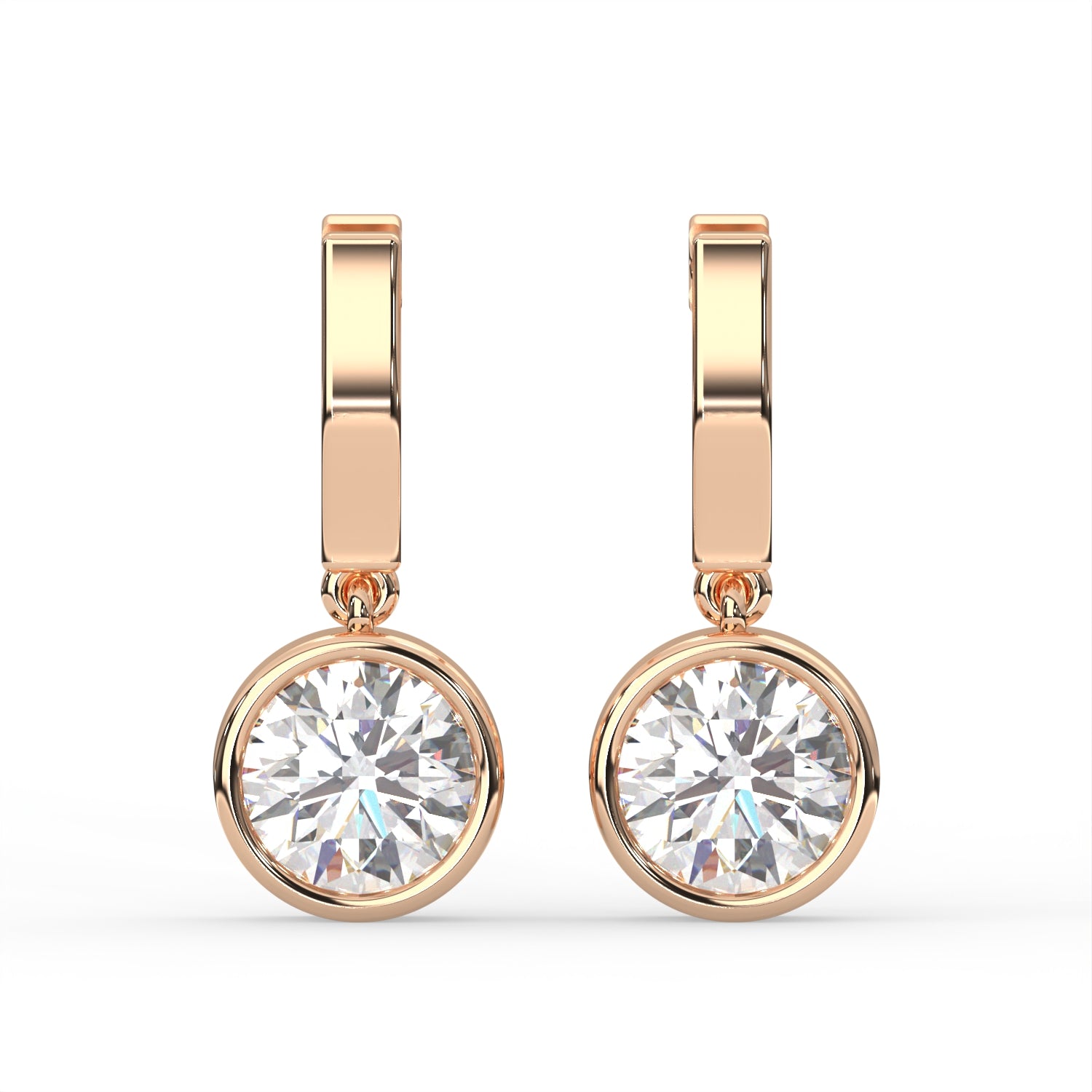 Round Bezel Drop Earrings