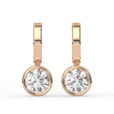 Round Bezel Drop Earrings