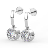 Round Bezel Drop Earrings