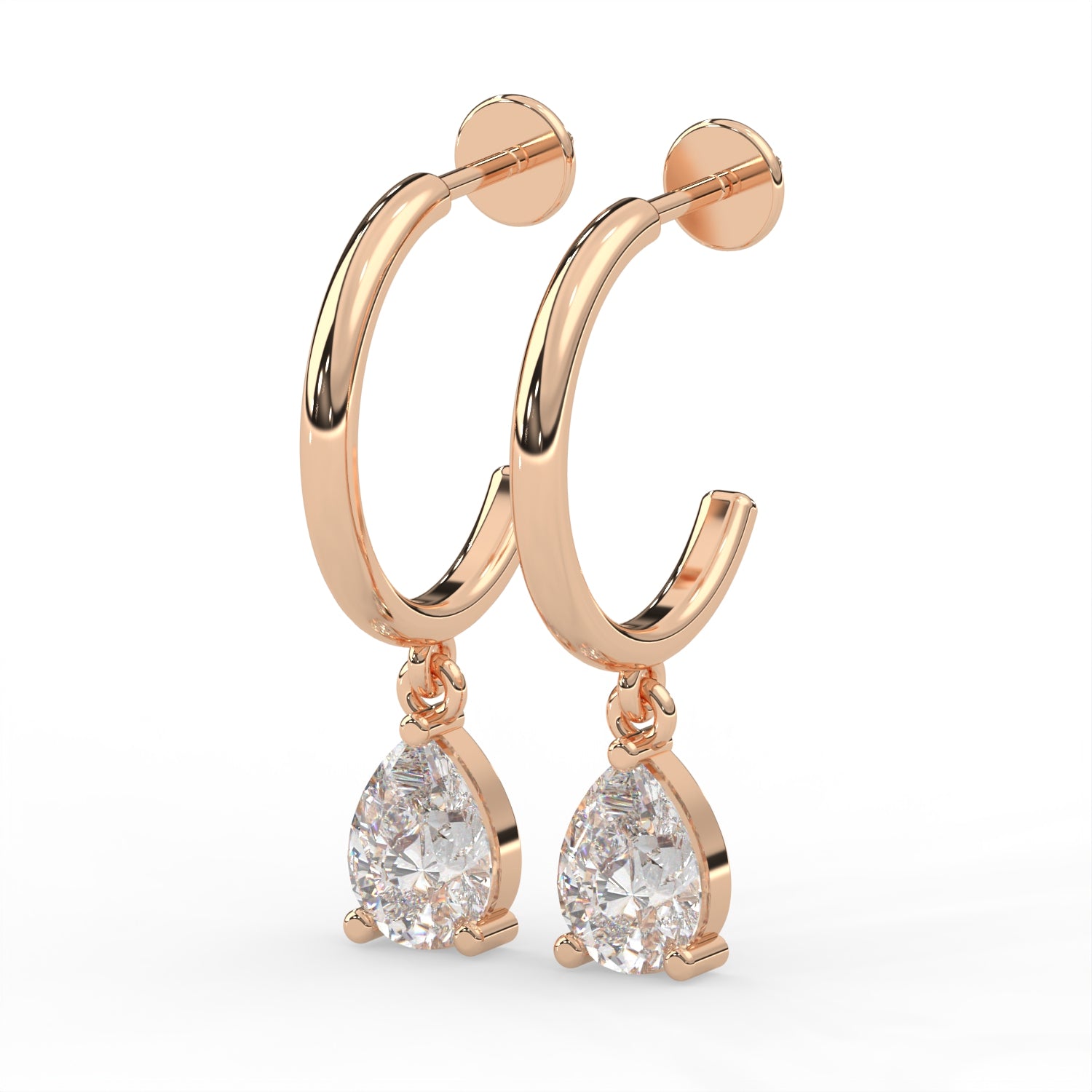 Pear Huggie Drop Earrings