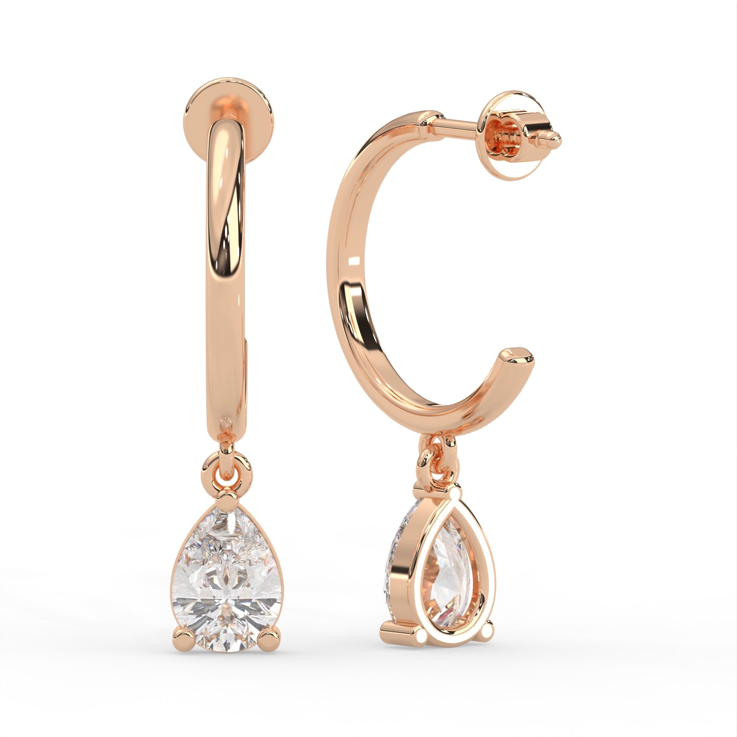Pear Huggie Drop Earrings