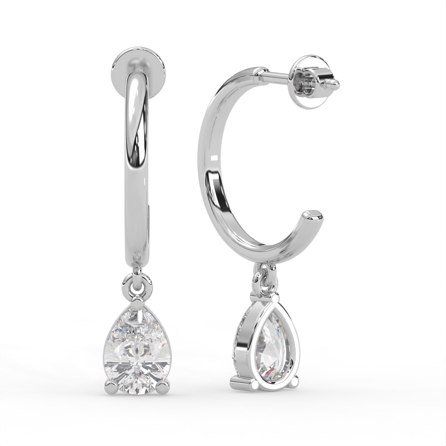 Pear Huggie Drop Earrings
