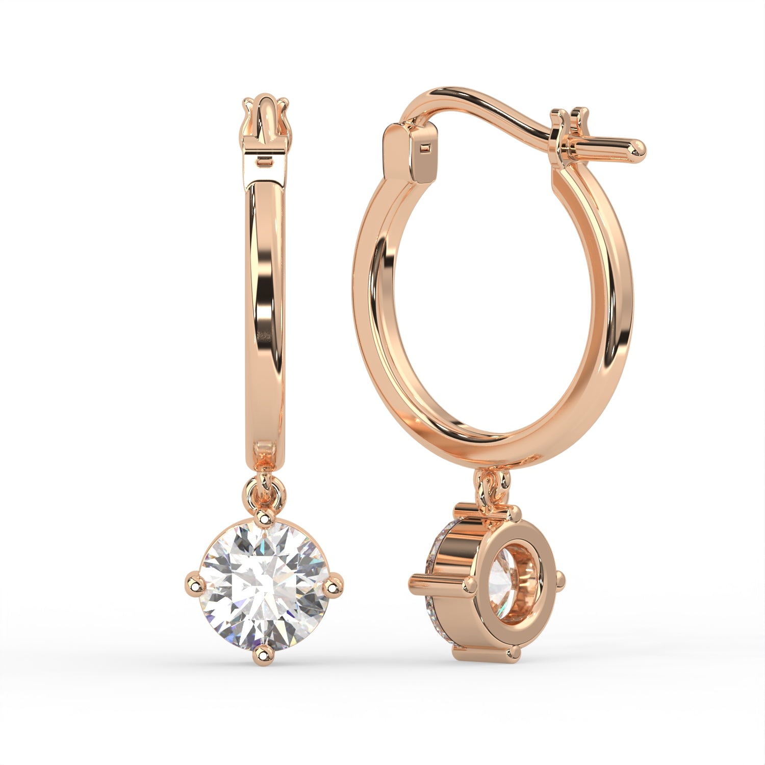 Round Huggie Drop Earrings