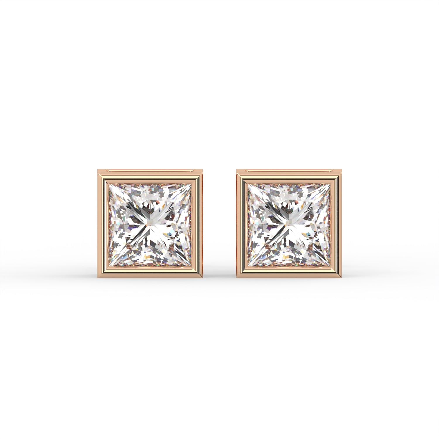 Princess Bezel Stud Earrings
