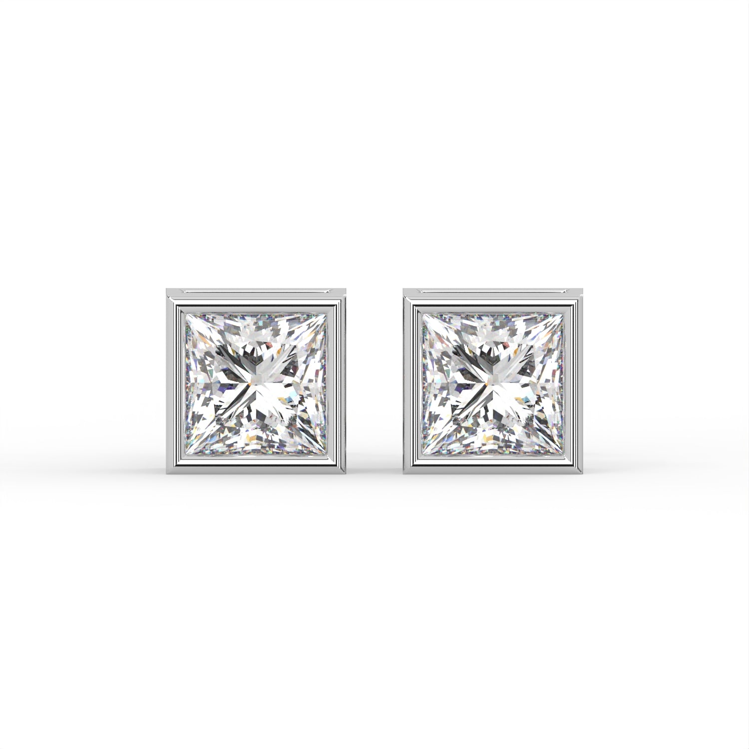 Princess Bezel Stud Earrings